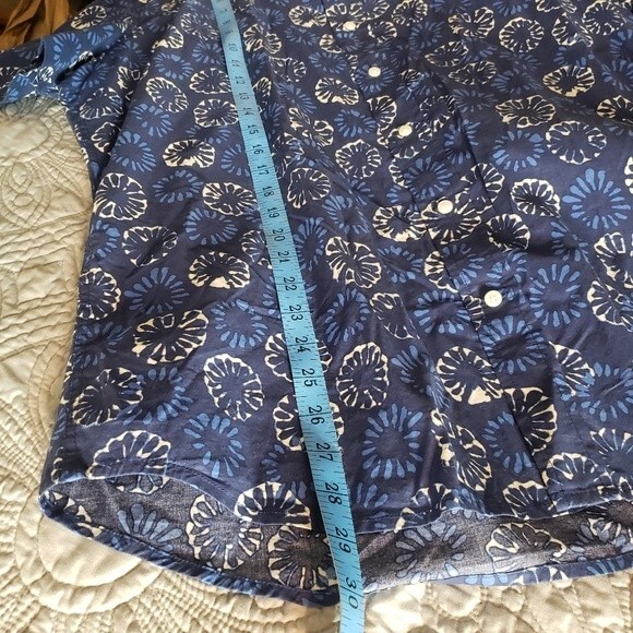 Slate & Stone Bates Mens XL Floral Indigo TyeDye Short Sleeve Button Up - Picture 7 of 9